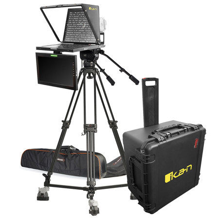 Ikan 19" SDI Widescreen Teleprompter with Tripod, Dolly Turnkey and Travel Case