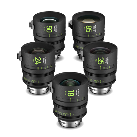 NiSi Aureus Prime 5-Lens Kit with 18mm, 24mm, 35mm, 50mm, 80mm T1.4 Cine Lens, PL Mount
