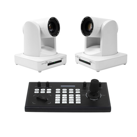 Ikan OTTICA Bundle with 2x FHD NDI|HX 30x PTZ Video Camera & IP Controller,White
