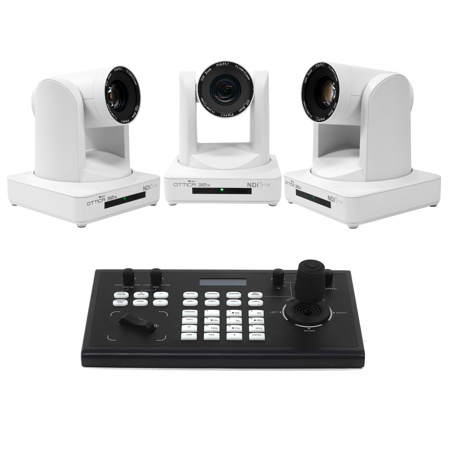 Ikan OTTICA Bundle with 3x Full HD NDI|HX 30x PTZ Video Camera and IP Controller, White