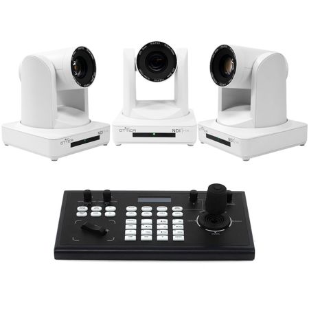 Ikan OTTICA Bundle with 3x FHD NDI|HX 20x PTZ Video Camera & IP Controller,White