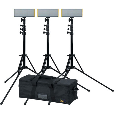 Ikan Onyx Half x 1 Bi-Color 3-Point LED Light Kit, with Muslin 10x10' Background