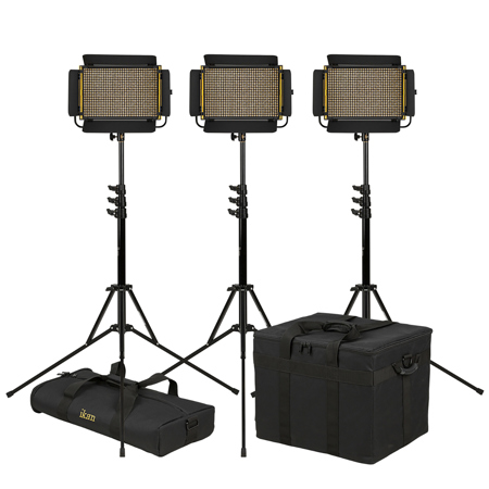 Ikan Onyx OYB5 Half x 1 Bi-Color 3-Point LED Light Kit, Includes 3x Compact Light Stand, Stand Bag and Light Bag