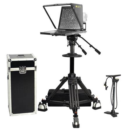 Ikan 19" SDI Widescreen Teleprompter with Pedestal and Dolly Turnkey