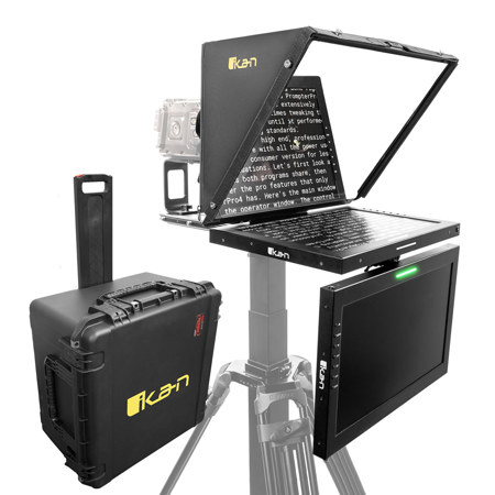Ikan 19" SDI High-Bright Beam Splitter Teleprompter with Talent Monitor and Travel Case