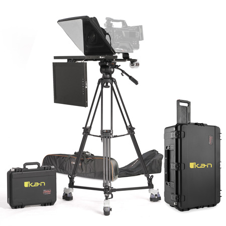 Ikan 15" Teleprompter with Pedestal, Dolly Turnkey and Travel Case