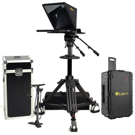 Ikan 19" Professional High Bright Teleprompter with Pedestal,Dolly & Travel Case