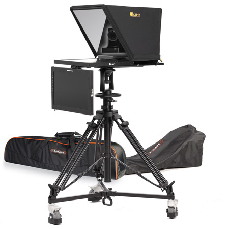 Ikan 19" Professional Teleprompter w/Pedestal, Dolly, SDI Talent Monitor, OTTICA