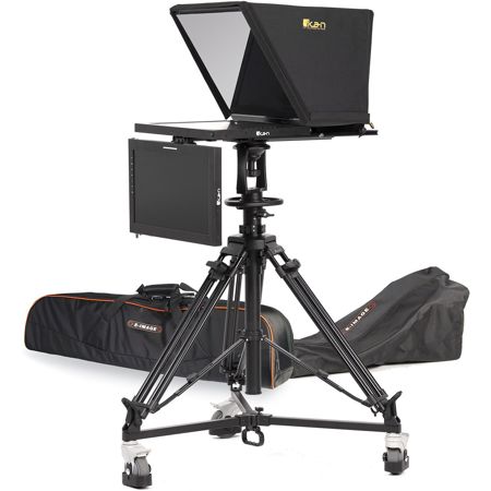 Ikan 19" Professional SDI Teleprompter w/Pedestal, Dolly, Talent Monitor for PTZ