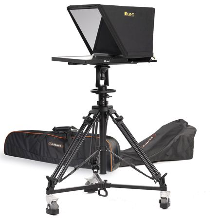 Ikan 19" Professional High Bright Teleprompter with Pedestal and Dolly Turnkey for PTZ Cameras