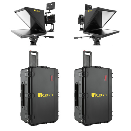 Ikan P2P Interview System with 2x 19" High Bright Teleprompters and Travel Kit