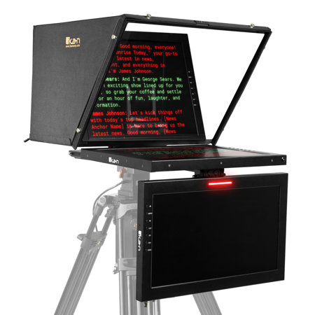 Ikan Professional 19" High-Bright PTZ Teleprompter with Widescreen Talent Monitor and Tally Lights