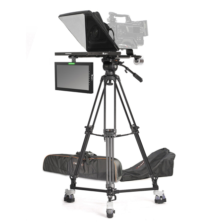 Ikan 15" 3G-SDI Teleprompter w/Tripod, Dolly Turnkey & Widescreen Talent Monitor