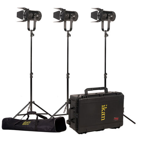 Ikan Stryder SFB150 150W 3-Point Bi-Color Fresnel LED Light Kit, Case,Gold Mount