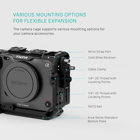 Tilta Full Camera Cage for Sony FX3/FX30 V2, Titanium Gray TA-T16