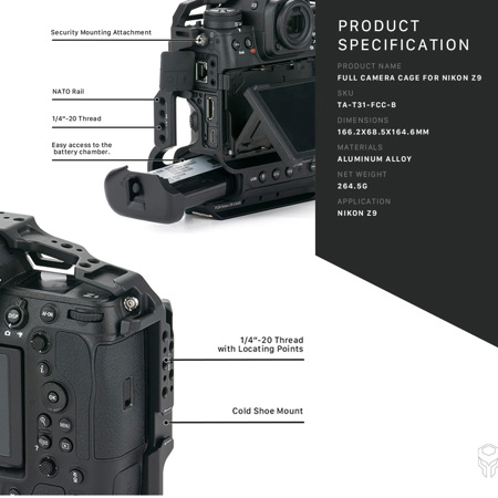 Tilta Pro Full Camera Cage Kit for Nikon Z9, Black TA-T31-B-B