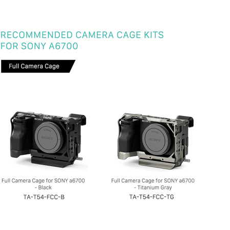 Tilta Full Camera Cage for Sony a6700, Titanium Gray TA-T54-FCC-TG