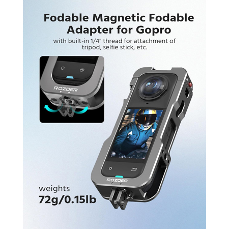 Gabbia Tilta Per Insta360 X5 | Protezione In Alluminio Con Slitta Fredda E Attacco 1/4" | Montaggio Rapido E Supporto Girevole