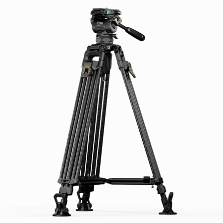 Tilta Cine CT08 Fluid Head w/3-Section CF Tripod, 17.5 lbs Capacity, Space Gray