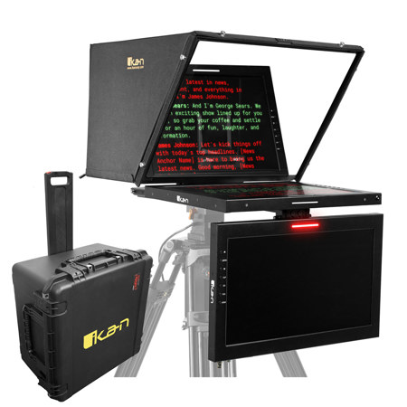 Ikan Professional 19" SDI HB PTZ Teleprompter w/Talent Monitor, Tally Light,Case