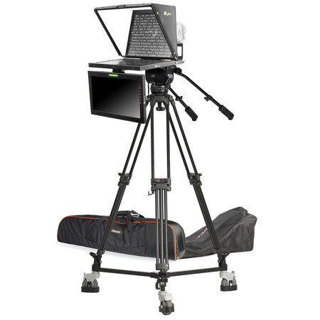 Ikan 19" HDMI Teleprompter with Widescreen Talent Monitor, Tripod and Dolly Turnkey