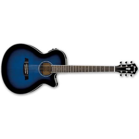 Ibanez AEG10II Acoustic Electric Guitar, Transparent Blue Sunburst High Gloss