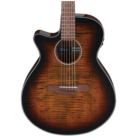 Ibanez AEG70L 6-String Left-Handed Semi-Acoustic Guitar, 20 Frets, Nyatoh Neck, Walnut Fretboard, Tiger Burst High Gloss