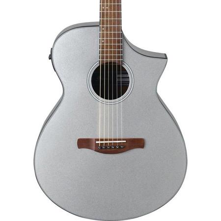 Ibanez AEWC10 6-String Semi-Acoustic Guitar, Silver Metallic High Gloss