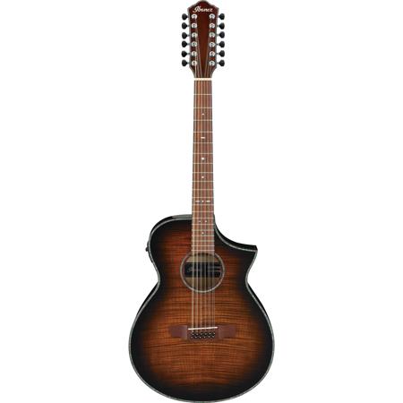 Ibanez AEWC4012FM Acoustic Electric Guitar, Tiger Burst High Gloss