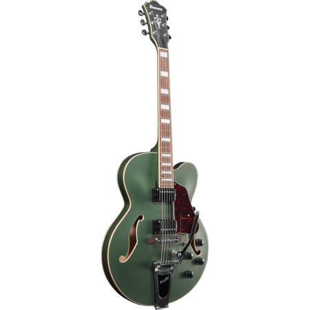 Ibanez AFS Artcore AFS75T Hollow Body Electric Guitar, Metallic Green Flat