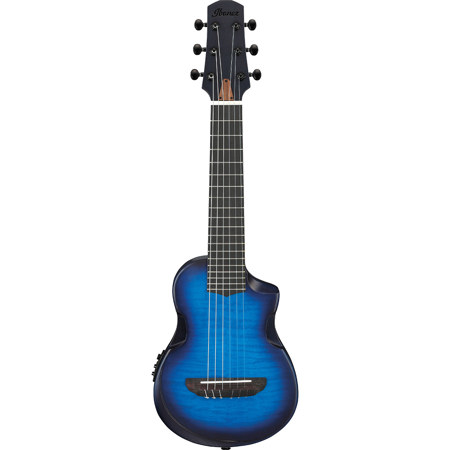 Ibanez AU Series AUP10FMNE Acoustic Electric Tenor Ukulele, Transparent Blue Sunburst Open Pore
