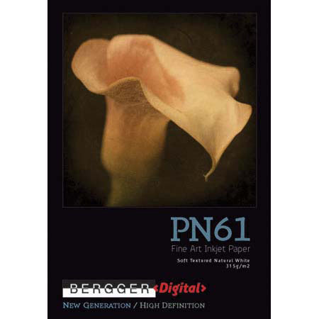 Bergger PN61, Slightly Textured Natural White, Matte Surface Fine Art Inkjet Paper, 315 g/m2, 11x17", 50 Sheets