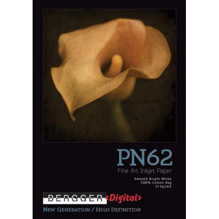 Bergger PN62, Smooth Bright White, Matte Surface Cotton Rag Fine Art Inkjet Paper, 315 g/m2, 11x17", 25 Sheets