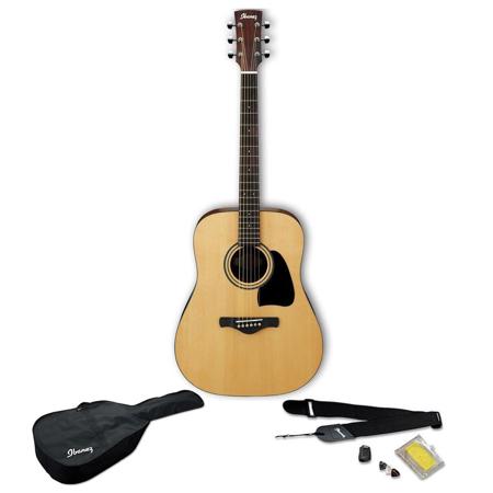 Ibanez IJD100S Jampack Dreadnought Acoustic Guitar Solid Spruce Top Package