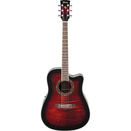 Red sunburst acoustic guitar hotsell