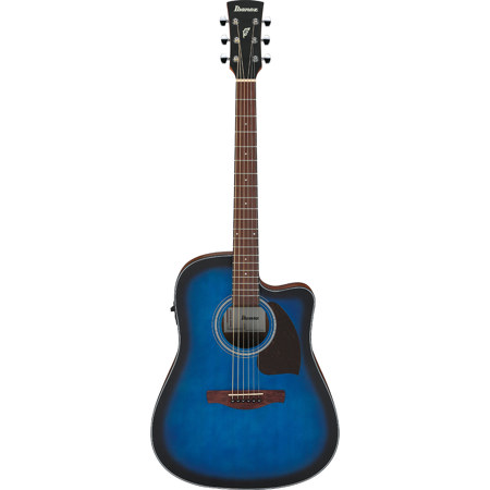 Ibanez PF Series PF50CE Acoustic Electric Guitar, Open Pore Transparent Blue Sunburst