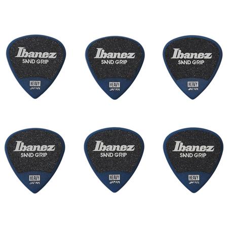 Ibanez 1mm Thickness Pick, Grip Wizard, Sand Grip, Polyacetal, Heavy, 6 Pack, Dark Blue