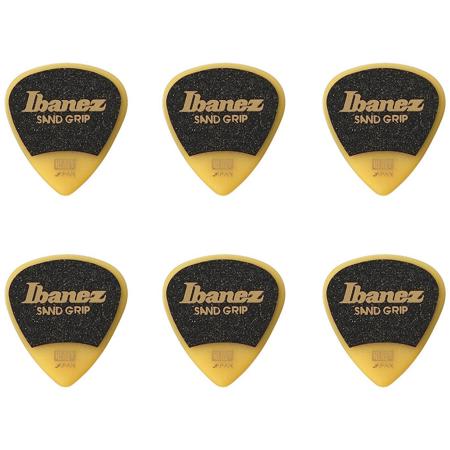 Ibanez 1mm Thickness Pick, Grip Wizard, Sand Grip, Polyacetal, Heavy, 6 Pack, Yellow