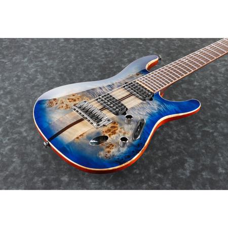Ibanez S1027PBF S Premium 7-String Electric Guitar, Case, Cerulean
