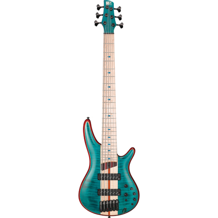 Ibanez SR Premium Series SR1426B 6-String Electric Bass Guitar, Caribbean Green Low Gloss