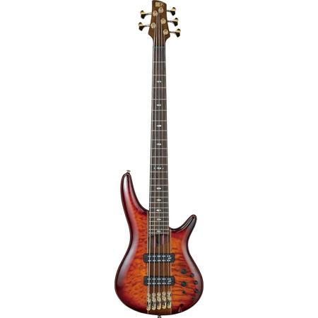 Ibanez SR Premium Series SR240 5-String Electric Bass Guitar, Figured Maple Panga Panga Top, Brown Topaz Burst Low Gloss