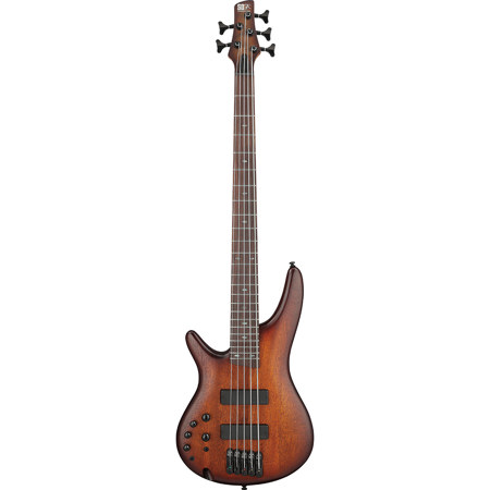 Ibanez SR Standard Series SR505AL 5-String Left Handed Electric Bass Guitar, Mahogany Brown Burst Low Gloss