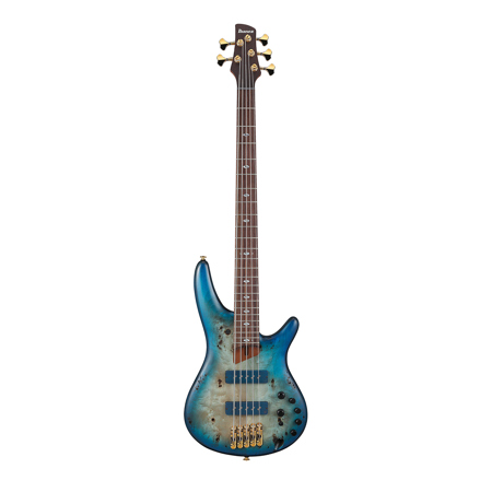 Ibanez SR Prestige Series SR6605 5-String Electric Bass Guitar, Ghost Fleet Blue Burst