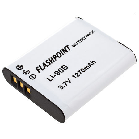 Flashpoint LI-90B Rechargeable Lithium-Ion Battery for Olympus, 3.6v, 1400mAh