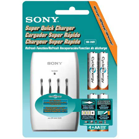 Sony Quick MV AA/AAA Refresh Charger w/2000mAh Batteris