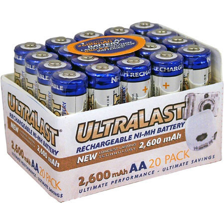 UltraLast AA NiMH 2600 mAh Batteries, Pack of 20