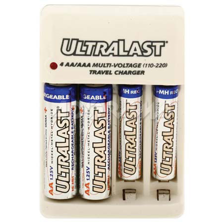 UltraLast Travel, MV 110/220V AA/AAA Batt Chrgr w/2AA