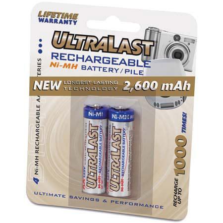 UltraLast AA Nickel-Metal Hydride 2600 mAh Batts, 2Pack