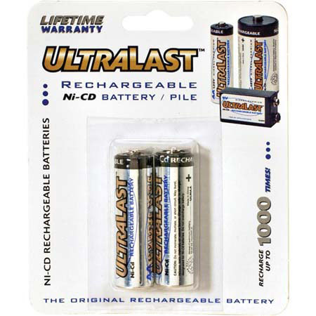UltraLast AA NiCad 1.2V 700mAh Batteries, 2 Pack