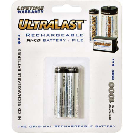 UltraLast AAA NiCad (Nickel-Cadmium) 1.2v 350 mAh Batteries, Pack of 2 #UL2NAAA